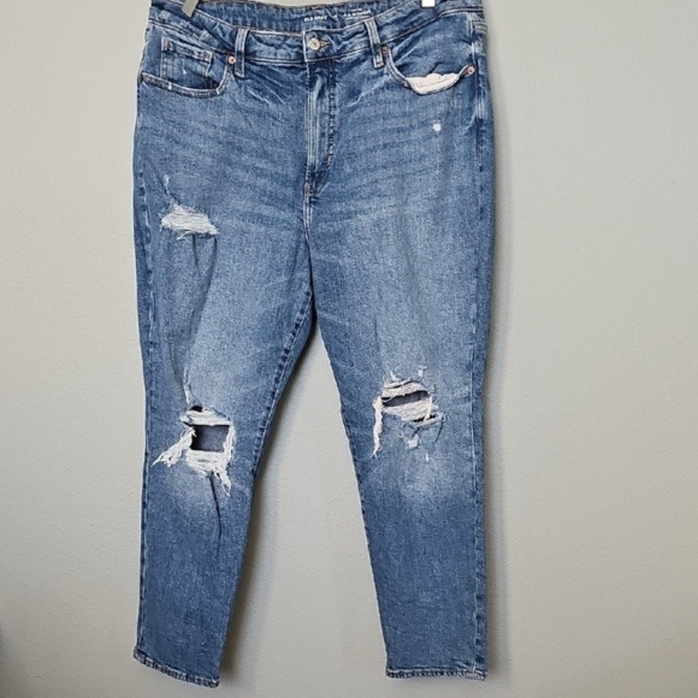 Old Navy Womens High Rise OG Straight Jeans Distressed Blue Size 16
